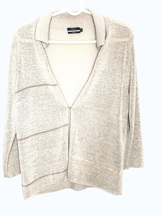 Franco Valeri Tops - Petite Beige Open Front Knit Cardigan Sweater Size L Lightweight